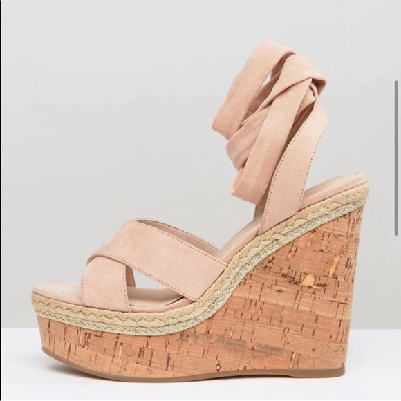 ASOS Tambourine Tie Leg Wedges - Picture 3 of 7